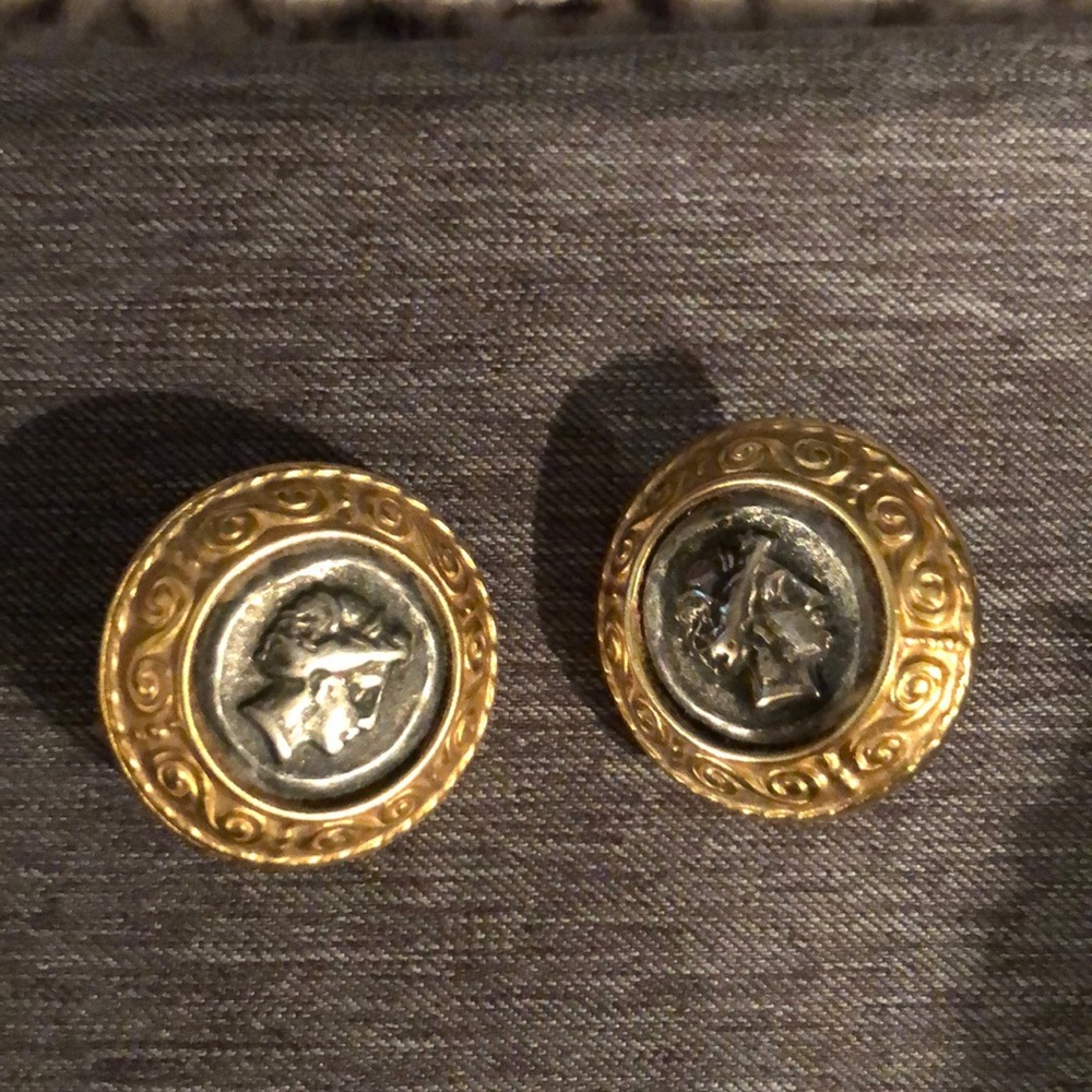 Gold and silver metal clip-on earrings